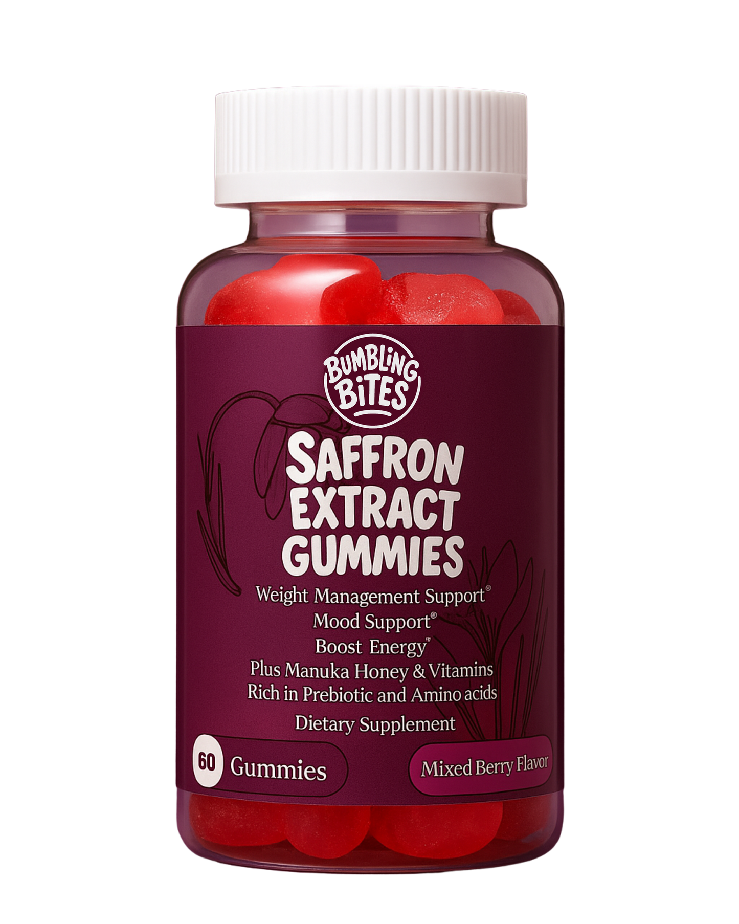 Saffron Extract Gummies ⏐Mixed Berry Flavor⏐ 60 Gummies